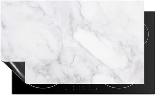 KitchenMundo© Induktionsschutz 83x52 cm Marmor Weiß Abdeckplatte Schutzmatte Küche Induktionsherd Protektor Anti-Rutsch-Matte - Stein - Industrie von KitchenMundo