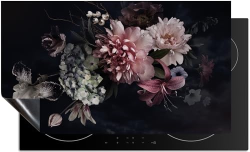 KitchenMundo© Induktionsschutz Blumen Vintage 83x52 cm - Abdeckplatte Schutzmatte Küche Induktionsherd Protektor Anti Rutsch Matte - Blumen - Industriell von KitchenMundo