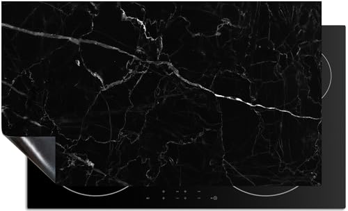 KitchenMundo© Induktionsschutz Marmor Schwarz 82x52 cm - Abdeckplatte Schutzmatte Küche Induktionsherd Protektor Anti-Rutsch-Matte - Stein - Marmoroptik von KitchenMundo