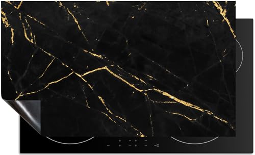 KitchenMundo© Induktionsschutz Marmor Schwarz Gold 80x52 cm - Abdeckplatte Schutzmatte Küche Induktionsherd Protektor Anti-Rutsch-Matte - Stein - Industrie von KitchenMundo