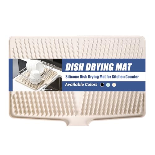 Abtropfmatte 60x40cm, Silikon Geschirr Abtropfmatte für die Küche Spüle hitzebeständig rutschfest dient als Abtropfschale,Creme Abtropfmatte 60x40cm, Silikon Geschirr Abtropfmatte für die Küche Spüle hitzebeständig rutschfest dient als Abtropfschale,Creme von KitchenRaku