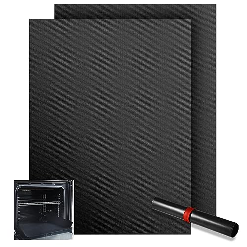 KitchenRaku Universal teflon ofen herdmatte 32X50cm, Antihaft- Backofeneinlagen für den Boden des Backofens, Wohnaccessoires & Küchenzubehör, Passend für die meisten Öfen und Herde (Schwarz 2 stück) von KitchenRaku