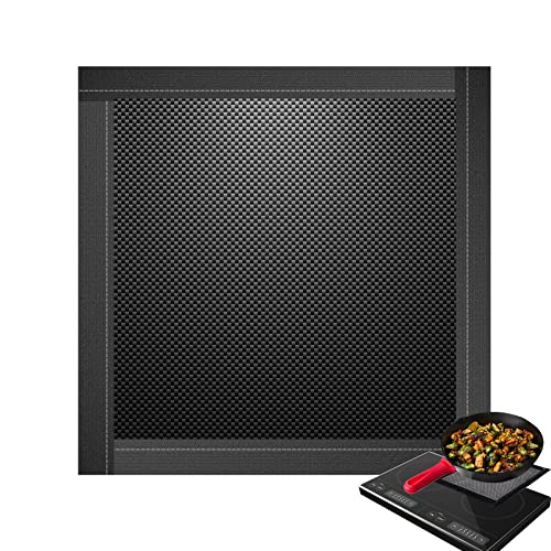 KitchenRaku Carbon Fiber Induktionskochfeld Schutzmatte, Kohlefaser Induktionskochfeld Schutz, Herdabdeckungen Matte, Extreme Hitzebeständigkeit Elektrokochfeld Kratzschutz (24x24cm) von KitchenRaku