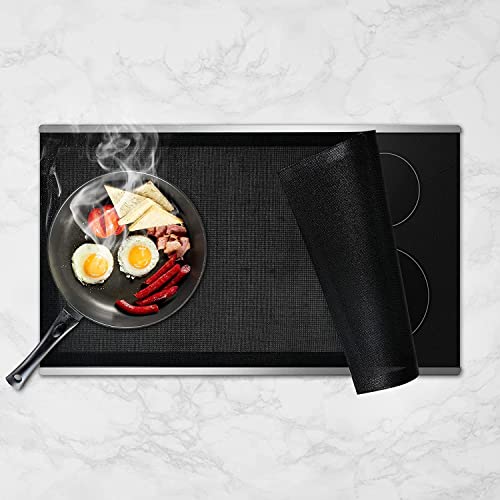 KitchenRaku Große Induktion schutzmatte, Rutschfest Silikon Induktionskochfeld Schutzmatte (magnetisch) Kochfeld-Kratzschutz für Induktionsherd (61 * 53cm, Durchbrochenen Schwarz) von KitchenRaku