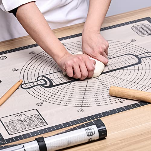 Silikon Backmatte Extra groß 80x60cm, Größe Antihafte Silikonmatte mit Messung, Teigmatte, Backenunterlage für Ofen, Ausrollmatte für Teig Fondant Gebäck von KITCHENRAKU KR (Grau) von KitchenRaku