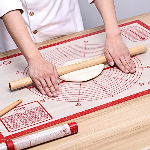 Silikon Backmatte Extra groß 91x 61cm, Größe Antihafte Silikonmatte mit Messung, Teigmatte, Backenunterlage für Ofen, Ausrollmatte für Teig Fondant Gebäck von KITCHENRAKU KR, Rot von KitchenRaku