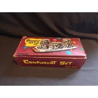 Vintage 1970Er Jahre Würze Set in Retro-stil Original-Box. Salz - Und Pfefferstreuer Mit Senftopf. Glassalz Pfefferstreuer von KitchenTimeTraveller