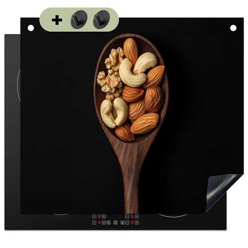KitchenYeah© Herdabdeckplatte 57x51 cm Einteilig Ceranfeld Abdeckplatte Küche Deko Ceranfeldabdeckung Herdabdeckung Induktionsmatte, Spritzschutz Herd Holz - Walnuss - Schwarz von KitchenYeah
