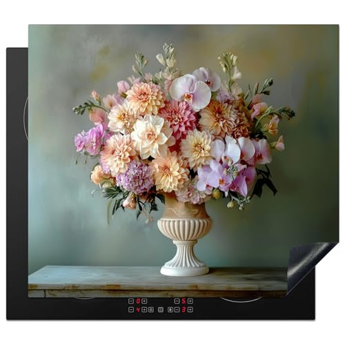 KitchenYeah© Herdabdeckplatte 57x51 cm Einteilig Ceranfeld Abdeckplatte Küche Deko Ceranfeldabdeckung Herdabdeckung Induktionsmatte Orchidee - Blumenstrauß - Vase - Blumen von KitchenYeah