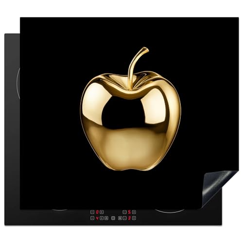 KitchenYeah© Herdabdeckplatte 57x51 cm Einteilig Herdabdeckung Abdeckplatte für Ceranfeld Abdeckung Induktionskochfeld Aufrollbare Matte Apfel - Gold - Chrom - Schwarz von KitchenYeah