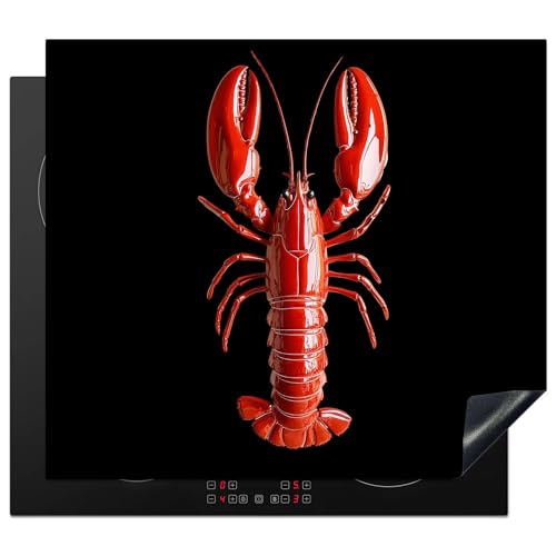 KitchenYeah© Herdabdeckplatte 57x51 cm Einteilig Herdabdeckung Abdeckplatte für Ceranfeld Abdeckung Induktionskochfeld Aufrollbare Matte Hummer - Glänzend Rot - Schwarz von KitchenYeah
