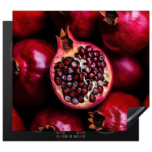 KitchenYeah© Herdabdeckplatte 59x51 cm Einteilig Ceranfeld Abdeckplatte Küche Deko Ceranfeldabdeckung Herdabdeckung Induktionsmatte Granatapfel - Rot - Frucht von KitchenYeah