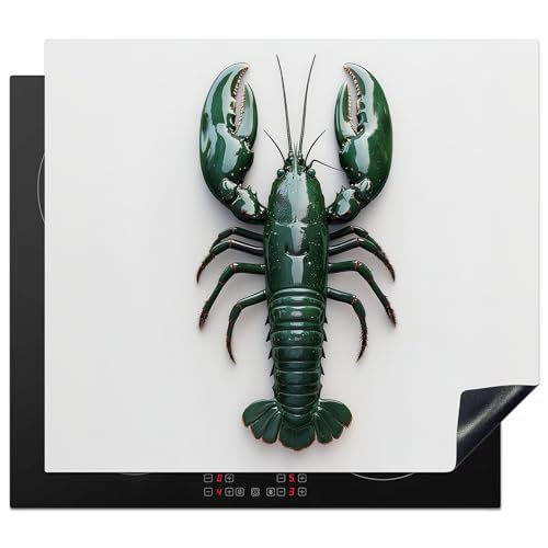 KitchenYeah© Herdabdeckplatte 59x51 cm Einteilig Induktionsmatte Küche Abdeckung Ceranfeld Herd Abdeckplatte Deko Vinyl Matte Aufrollbar Hummer - Glänzend - Grün - Weiß von KitchenYeah