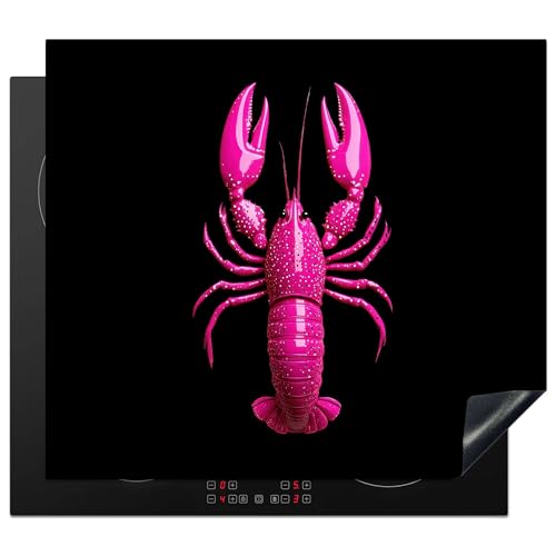 KitchenYeah© Herdabdeckplatte 59x52 cm Einteilig Küche Herdabdeckung Induktionsfeld Ceranfeld Herdabdeckplatten Vinyl Matte Aufrollbar Hummer - Leuchtendes Rosa - Punkte - Auffallend von KitchenYeah