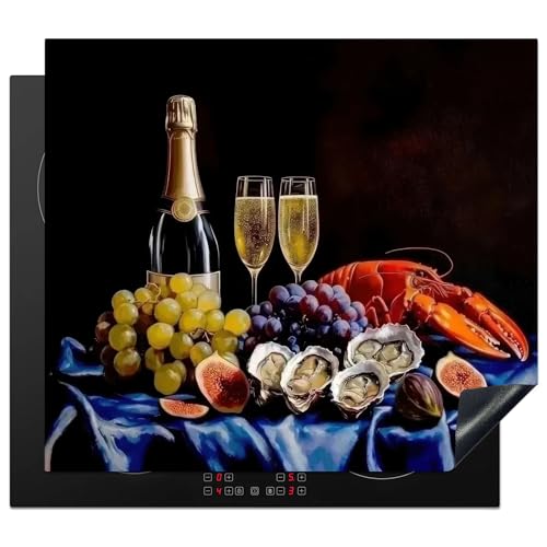KitchenYeah© Herdabdeckplatte 59x52 cm Induktion Schutzmatte Küche Herdabdeckung Ceranfeld Induktionsmatte Cerankochfeld Abdeckung Champagner - Austern von KitchenYeah
