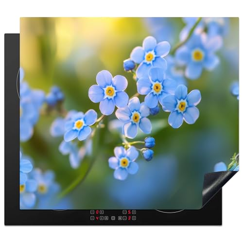 KitchenYeah© Herdabdeckplatte 60x52 cm Einteilig Abdeckplatten Cerankochfeld Abdeckung Ceranfeld Herdplattenabdeckung Induktionsmatte Blumen - Blau - Vergissmeinnicht von KitchenYeah