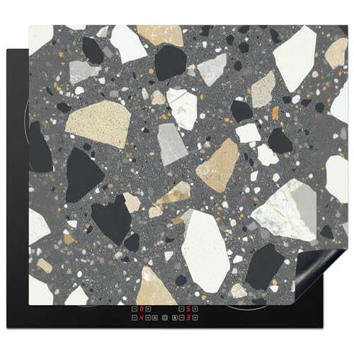 KitchenYeah© Herdabdeckplatte 60x52 cm Einteilig Ceranfeld Abdeckplatte für Induktionsschutz Ceranfeldabdeckung Vinyl Herdabdeckplatten Terrazzo - Dekoration - Innen - Steine von KitchenYeah