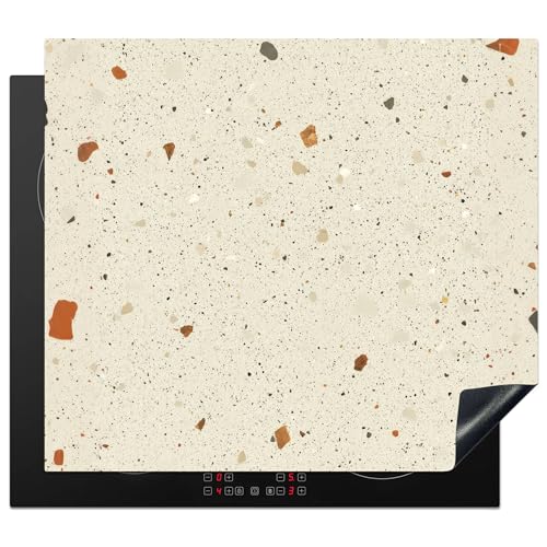 KitchenYeah© Herdabdeckplatte 60x52 cm Einteilig Induktionsmatte Küche Abdeckung Ceranfeld Herd Abdeckplatte Deko Vinyl Matte Aufrollbar Terrazzo - Dekoration - Fliesen - Muster von KitchenYeah