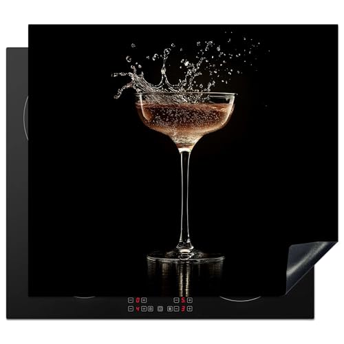 KitchenYeah© Herdabdeckplatte 60x52 cm Induktion Schutzmatte Küche Herdabdeckung Ceranfeld Induktionsmatte Cerankochfeld Abdeckung Cocktail - Schwarz - Spritzer - Glas von KitchenYeah