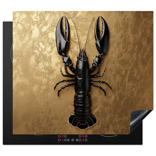 KitchenYeah© Herdabdeckplatte 60x52 cm Induktion Schutzmatte Küche Herdabdeckung Ceranfeld Induktionsmatte Cerankochfeld Abdeckung Hummer - Schwarz - Gold - Luxus von KitchenYeah