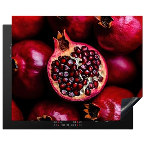 KitchenYeah© Herdabdeckplatte 65x52 cm Einteilig Ceranfeld Abdeckplatte Küche Deko Ceranfeldabdeckung Herdabdeckung Induktionsmatte Granatapfel - Rot - Frucht von KitchenYeah
