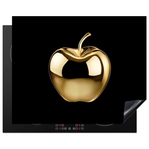 KitchenYeah© Herdabdeckplatte 65x52 cm Einteilig Herdabdeckung Abdeckplatte für Ceranfeld Abdeckung Induktionskochfeld Aufrollbare Matte Apfel - Gold - Chrom - Schwarz von KitchenYeah