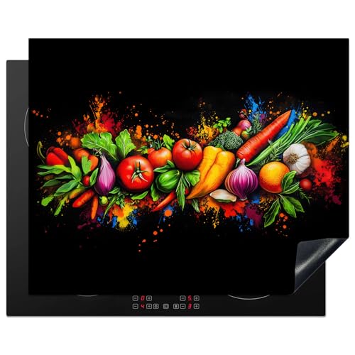 KitchenYeah© Herdabdeckplatte 65x52 cm Einteilig Induktionsmatte Küche Abdeckung Ceranfeld Herd Abdeckplatte Deko Vinyl Matte Aufrollbar Gemüse - Lebensmittel - Kräuter - Graffiti - Kochen von KitchenYeah