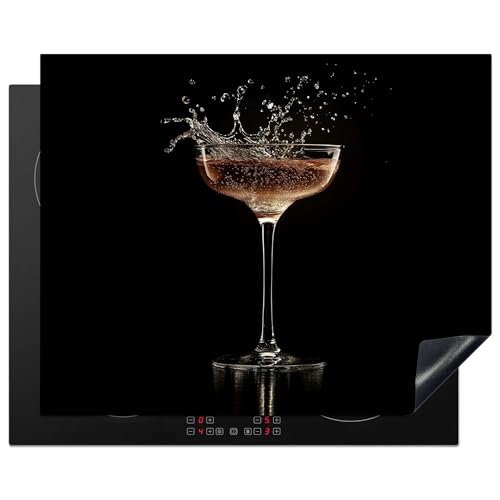 KitchenYeah© Herdabdeckplatte 65x52 cm Induktion Schutzmatte Küche Herdabdeckung Ceranfeld Induktionsmatte Cerankochfeld Abdeckung Cocktail - Schwarz - Spritzer - Glas von KitchenYeah