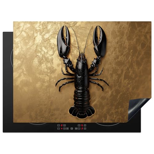 KitchenYeah© Herdabdeckplatte 71x52 cm Induktion Schutzmatte Küche Herdabdeckung Ceranfeld Induktionsmatte Cerankochfeld Abdeckung Hummer - Schwarz - Gold - Luxus von KitchenYeah