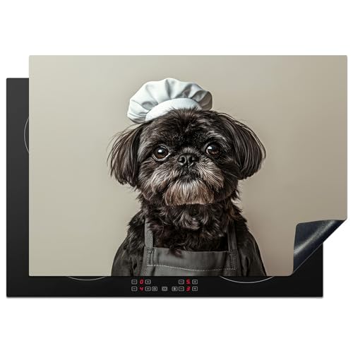 KitchenYeah© Herdabdeckplatte 75x52 cm Einteilig Abdeckplatten Cerankochfeld Abdeckung Ceranfeld Herdplattenabdeckung Induktionsmatte Koch - Schwarz - Hund von KitchenYeah