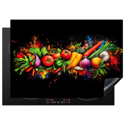 KitchenYeah© Herdabdeckplatte 75x52 cm Einteilig Induktionsmatte Küche Abdeckung Ceranfeld Herd Abdeckplatte Deko Vinyl Matte Aufrollbar Gemüse - Lebensmittel - Kräuter - Graffiti - Kochen von KitchenYeah