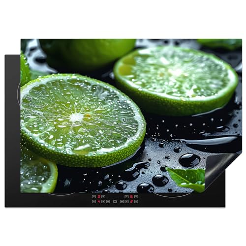 KitchenYeah© Herdabdeckplatte 75x52 cm Induktion Schutzmatte Küche Herdabdeckung Ceranfeld Induktionsmatte Cerankochfeld Abdeckung Obst - Limette - Grün - Wasser von KitchenYeah