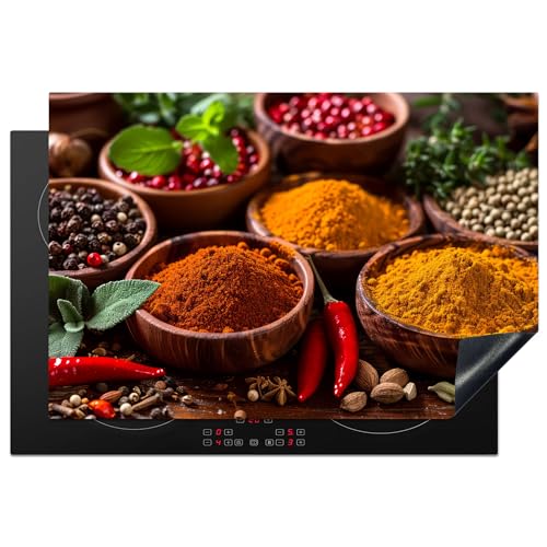 KitchenYeah© Herdabdeckplatte 76x51 cm Einteilig Abdeckplatten Cerankochfeld Abdeckung Ceranfeld Herdplattenabdeckung Induktionsmatte Kräuter - Küche - Paprika - Gewürze von KitchenYeah