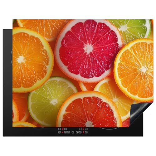KitchenYeah© Herdabdeckplatte 77x59 cm Einteilig Küche Herdabdeckung Induktionsfeld Ceranfeld Herdabdeckplatten Vinyl Matte Aufrollbar Obst - Bunt - Nahaufnahme von KitchenYeah