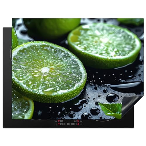 KitchenYeah© Herdabdeckplatte 77x59 cm Induktion Schutzmatte Küche Herdabdeckung Ceranfeld Induktionsmatte Cerankochfeld Abdeckung Obst - Limette - Grün - Wasser von KitchenYeah