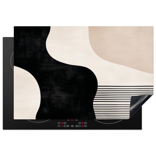 KitchenYeah© Herdabdeckplatte 78x52 cm Einteilig Ceranfeld Abdeckplatte Küche Deko Ceranfeldabdeckung Herdabdeckung Induktionsmatte Abstrakt - Japandi - Beige - Modern von KitchenYeah