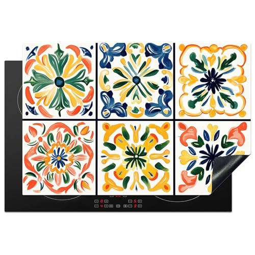 KitchenYeah© Herdabdeckplatte 78x52 cm Einteilig Ceranfeld Abdeckplatte Küche Deko Ceranfeldabdeckung Herdabdeckung Induktionsmatte Spanisch - Fliesen - Keramik - Blumen von KitchenYeah