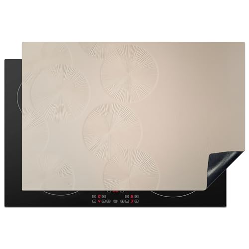 KitchenYeah© Herdabdeckplatte 78x52 cm Einteilig Ceranfeld Abdeckplatte für Induktionsschutz Ceranfeldabdeckung Vinyl Herdabdeckplatten Japandi - Beige - Modern von KitchenYeah