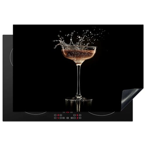 KitchenYeah© Herdabdeckplatte 78x52 cm Induktion Schutzmatte Küche Herdabdeckung Ceranfeld Induktionsmatte Cerankochfeld Abdeckung Cocktail - Schwarz - Spritzer - Glas von KitchenYeah