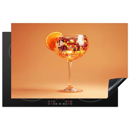 KitchenYeah© Herdabdeckplatte 80.2x52.2 cm Einteilig Abdeckplatten Cerankochfeld Abdeckung Ceranfeld Herdplattenabdeckung Induktionsmatte Getränk - Orange - Glitzer - Disco von KitchenYeah
