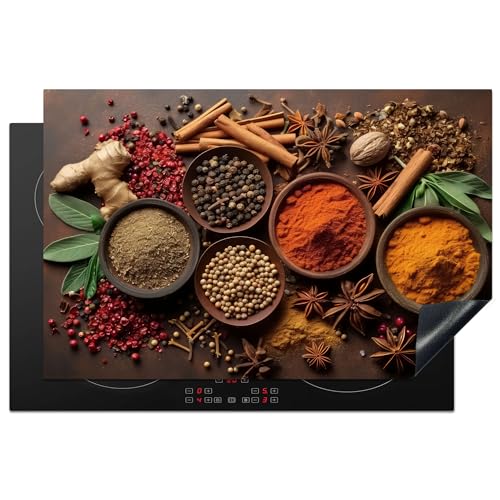 KitchenYeah© Herdabdeckplatte 80.2x52.2 cm Einteilig Ceranfeld Abdeckplatte Küche Deko Ceranfeldabdeckung Herdabdeckung Induktionsmatte Kräuter - Küche - Gewürze - Zimt von KitchenYeah