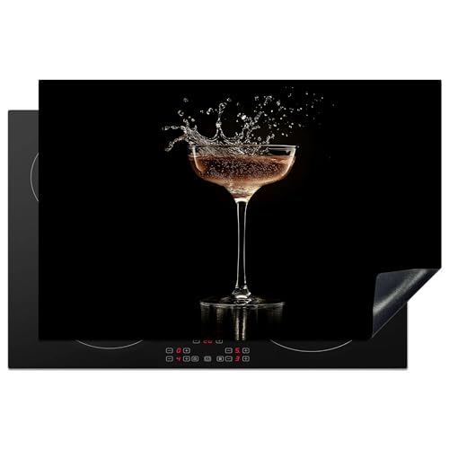 KitchenYeah© Herdabdeckplatte 80.2x52.2 cm Induktion Schutzmatte Küche Herdabdeckung Ceranfeld Induktionsmatte Cerankochfeld Abdeckung Cocktail - Schwarz - Spritzer - Glas von KitchenYeah