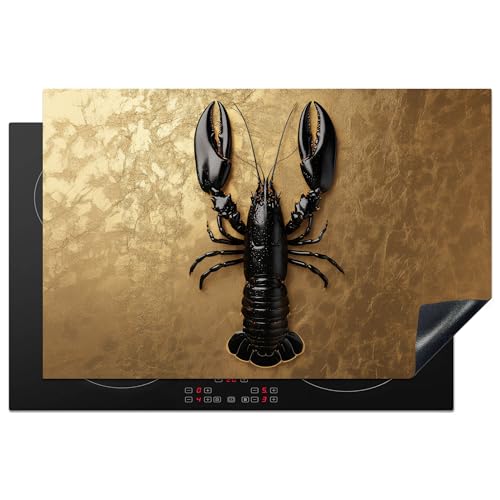 KitchenYeah© Herdabdeckplatte 80.2x52.2 cm Induktion Schutzmatte Küche Herdabdeckung Ceranfeld Induktionsmatte Cerankochfeld Abdeckung Hummer - Schwarz - Gold - Luxus von KitchenYeah