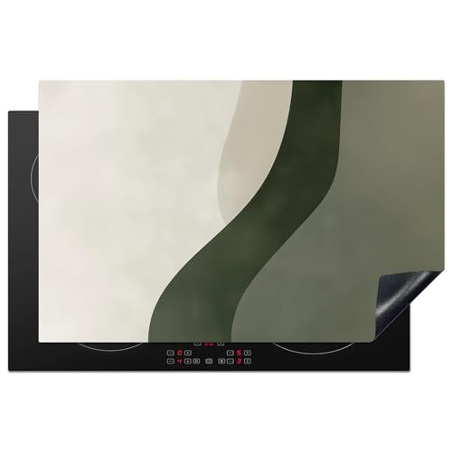 KitchenYeah© Herdabdeckplatte 80x52 cm Einteilig Abdeckplatten Cerankochfeld Abdeckung Ceranfeld Herdplattenabdeckung Induktionsmatte Japandi - Grün - Abstrakt - Modern von KitchenYeah