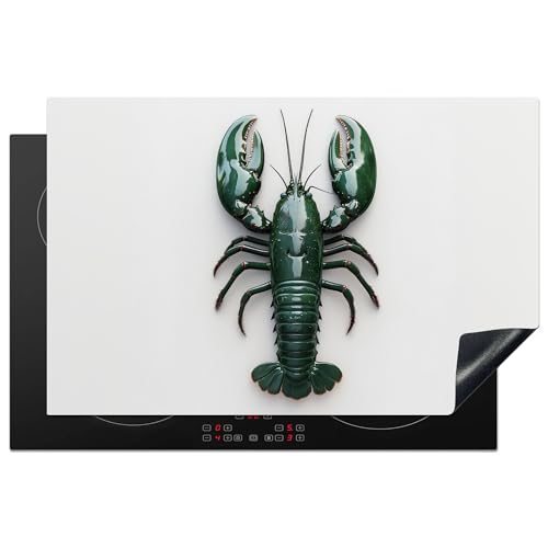 KitchenYeah© Herdabdeckplatte 80x52 cm Einteilig Induktionsmatte Küche Abdeckung Ceranfeld Herd Abdeckplatte Deko Vinyl Matte Aufrollbar Hummer - Glänzend - Grün - Weiß von KitchenYeah