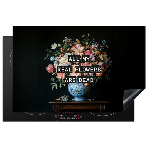KitchenYeah© Herdabdeckplatte 80x52 cm Einteilig Küche Herdabdeckung Induktionsfeld Ceranfeld Herdabdeckplatten Vinyl Matte Aufrollbar Blumen - Kunst - Pastell - Zitate von KitchenYeah