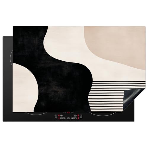 KitchenYeah© Herdabdeckplatte 81.2x52 cm Einteilig Ceranfeld Abdeckplatte Küche Deko Ceranfeldabdeckung Herdabdeckung Induktionsmatte Abstrakt - Japandi - Beige - Modern von KitchenYeah