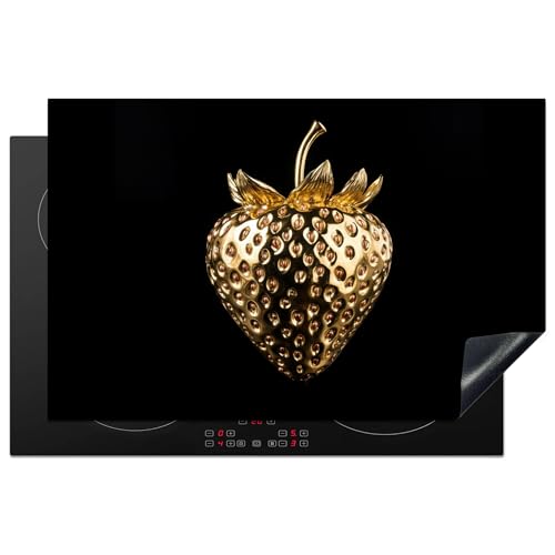 KitchenYeah© Herdabdeckplatte 81.2x52 cm Einteilig Ceranfeld Abdeckplatte Küche Deko Ceranfeldabdeckung Herdabdeckung Induktionsmatte Erdbeere - Gold - Schwarz - Chrom von KitchenYeah
