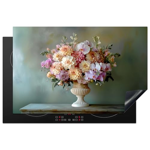 KitchenYeah© Herdabdeckplatte 81.2x52 cm Einteilig Ceranfeld Abdeckplatte Küche Deko Ceranfeldabdeckung Herdabdeckung Induktionsmatte Orchidee - Blumenstrauß - Vase - Blumen von KitchenYeah