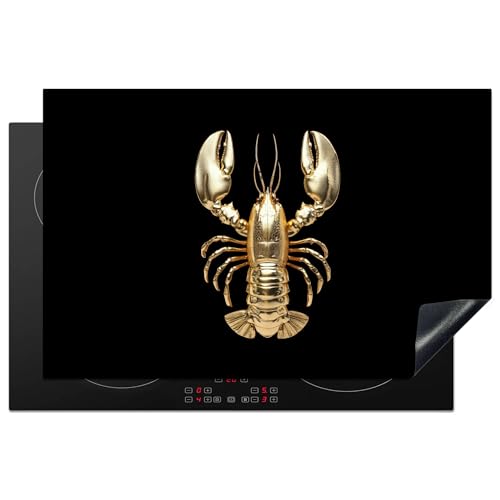 KitchenYeah© Herdabdeckplatte 81.6x52.7 cm Induktion Schutzmatte Küche Herdabdeckung Ceranfeld Induktionsmatte Cerankochfeld Abdeckung Hummer - Gold - Textur - Schwarz von KitchenYeah